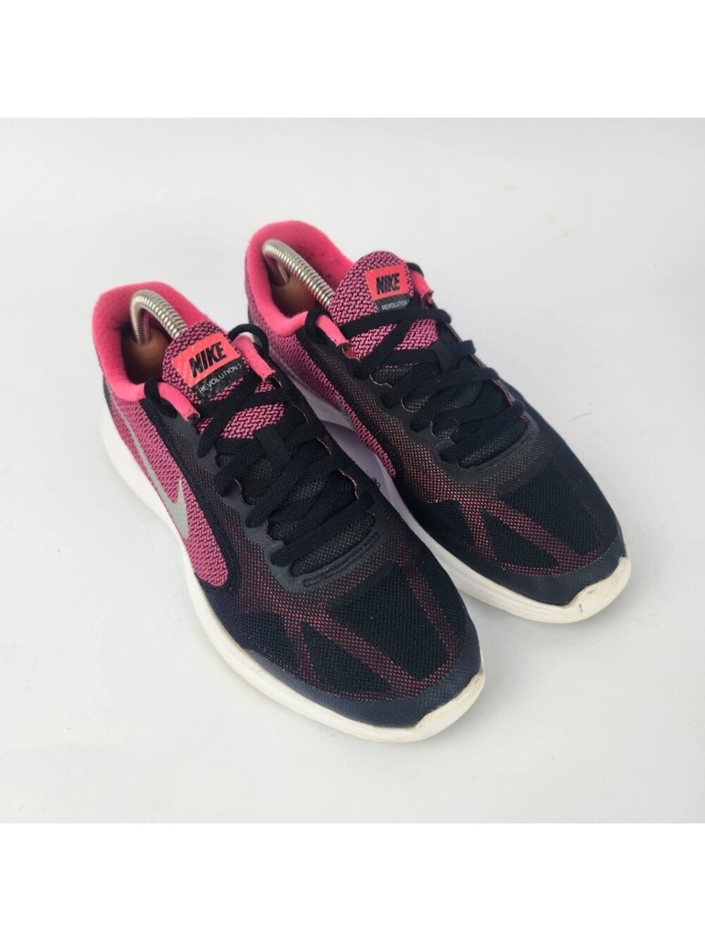 Nike Revolution 3 Youth Hyper Pink Black White Running Lace Sneakers 819416 7Y